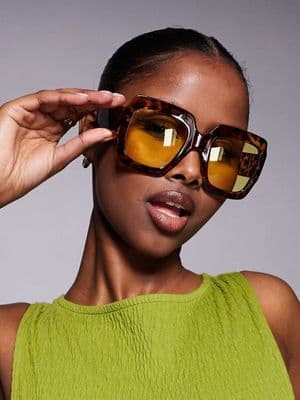 Kaiia exclusive oversized chunky square yellow lens sunglasses