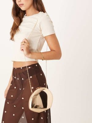 My Accessories chrome pebble clutch bag