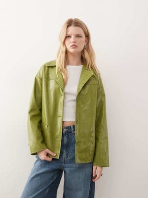 Reclaimed Vintage boxy fit leather look blazer