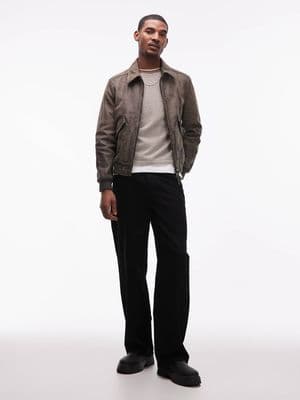 AllSaints Marland zip up leather aviator jacket