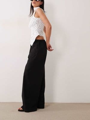 Missyempire linen blend tie waist wide leg pants