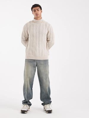 Jack & Jones premium cable knit turtle neck sweater