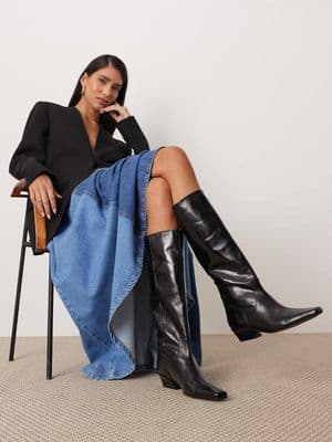 ARRANGE Noa premium leather western knee boots