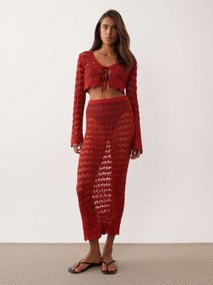 Miss Selfridge crochet maxi skirt