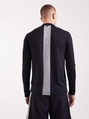 CAPO active performance quarter zip long sleeve back print t-shirt