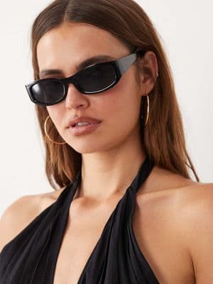 Mango starring Hailey Bieber square sunglasses