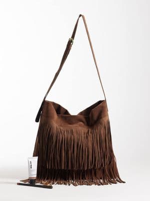 PASQ fringed faux suede shoulder bag
