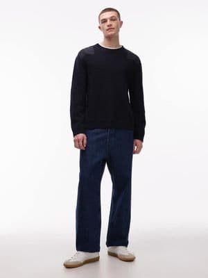 ARKET pure wool patch crew neck knit sweater