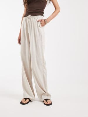 Vero Moda Tall linen touch wide leg pants