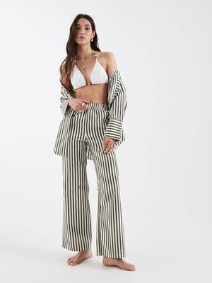 4th & Reckless cotton elastic waist wide leg beach pants