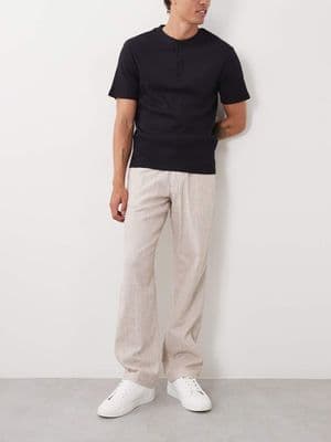 Abercrombie & Fitch cotton linen blend relaxed straight fit smart pants