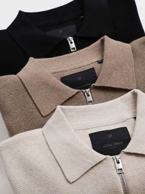 Jack & Jones premium long sleeve knit polo shirt