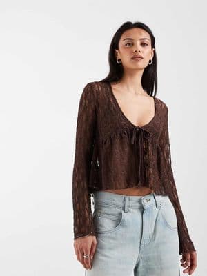 ONLY tie front lace cardigan