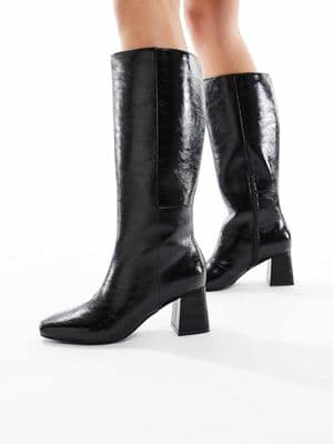 London Rebel Nova block heeled knee boots