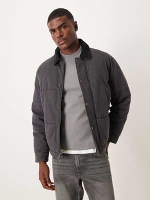 Abercrombie & Fitch washed twill puffer jacket