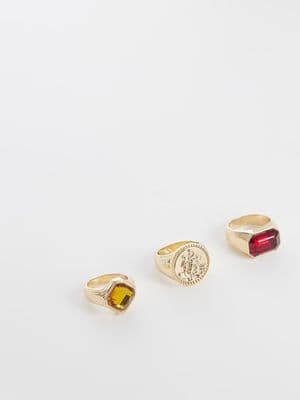 Reclaimed Vintage unisex signet ring 3 pack