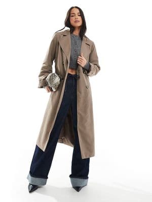 Pieces belted trench coat