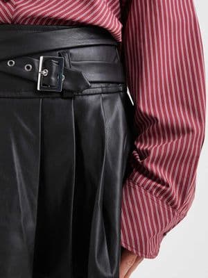 Miss Selfridge faux leather pleated kilt