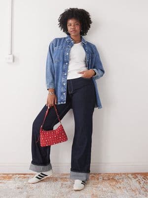 Noisy May Curve oversized denim shirt