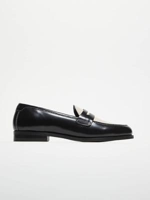 Walk London Torbole saddle loafers in black/off white leather