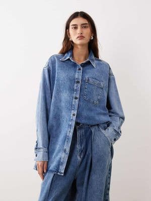 ARRANGE seam detail washed denim shirt