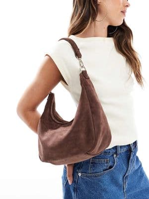 PASQ faux suede slouch shoulder and crossbody bag