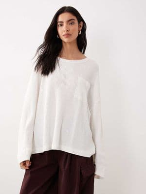 Free People dawson pocket detail waffle knit top
