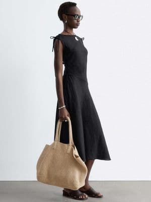 & Other Stories pure linen asymmetric midi dress