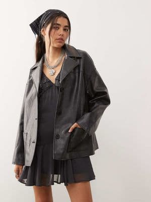 Reclaimed Vintage boxy fit leather look blazer