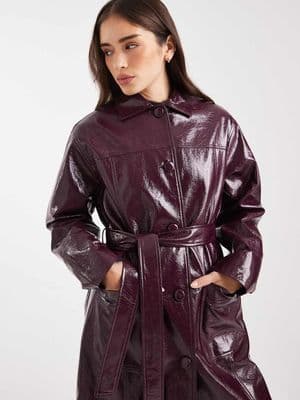 Miss Selfridge vinyl faux leather trench