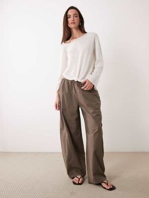 Miss Selfridge sheer knit knot detail long sleeve top