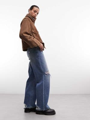 AllSaints Clay funnel neck cropped suede jacket