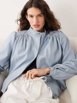 Miss Selfridge faux leather gathered detail jacket