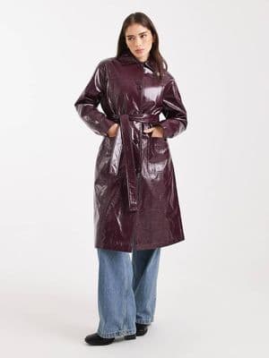 Miss Selfridge vinyl faux leather trench