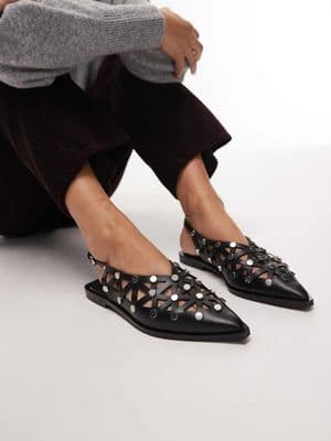 Bronx Laur-ynn studded pointed toe flat shoes
