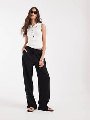 Vero Moda Tall linen touch wide leg pants