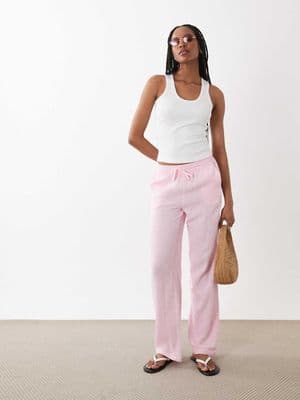 JDY Tall wide leg cheesecloth pants