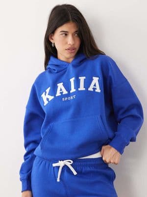 Kaiia Sport cotton rich embroidered logo oversized hoodie