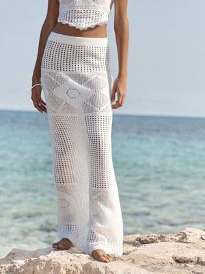 4th & Reckless crochet and lace insert elasticized waist maxi skirt