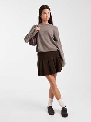 Miss Selfridge pleated knit mini skirt