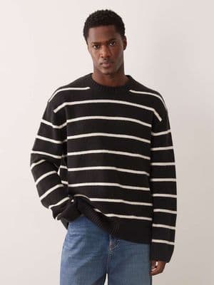 ARKET cotton rich striped crew neck sweater