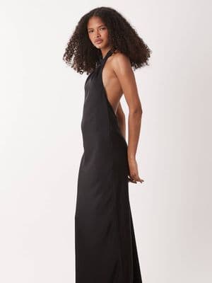 JDY halter neck satin maxi dress