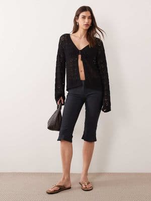 Miss Selfridge crochet boho tie front festival cardigan