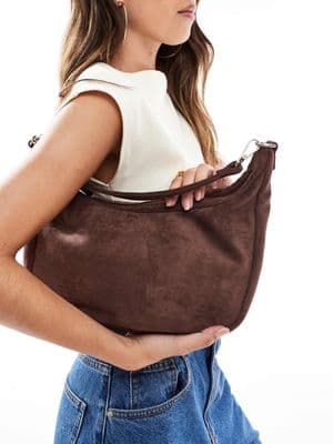 PASQ faux suede slouch shoulder and crossbody bag