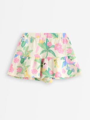Skort in slub jersey with frill trim