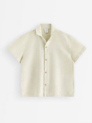Short-sleeved shirt in linen blend