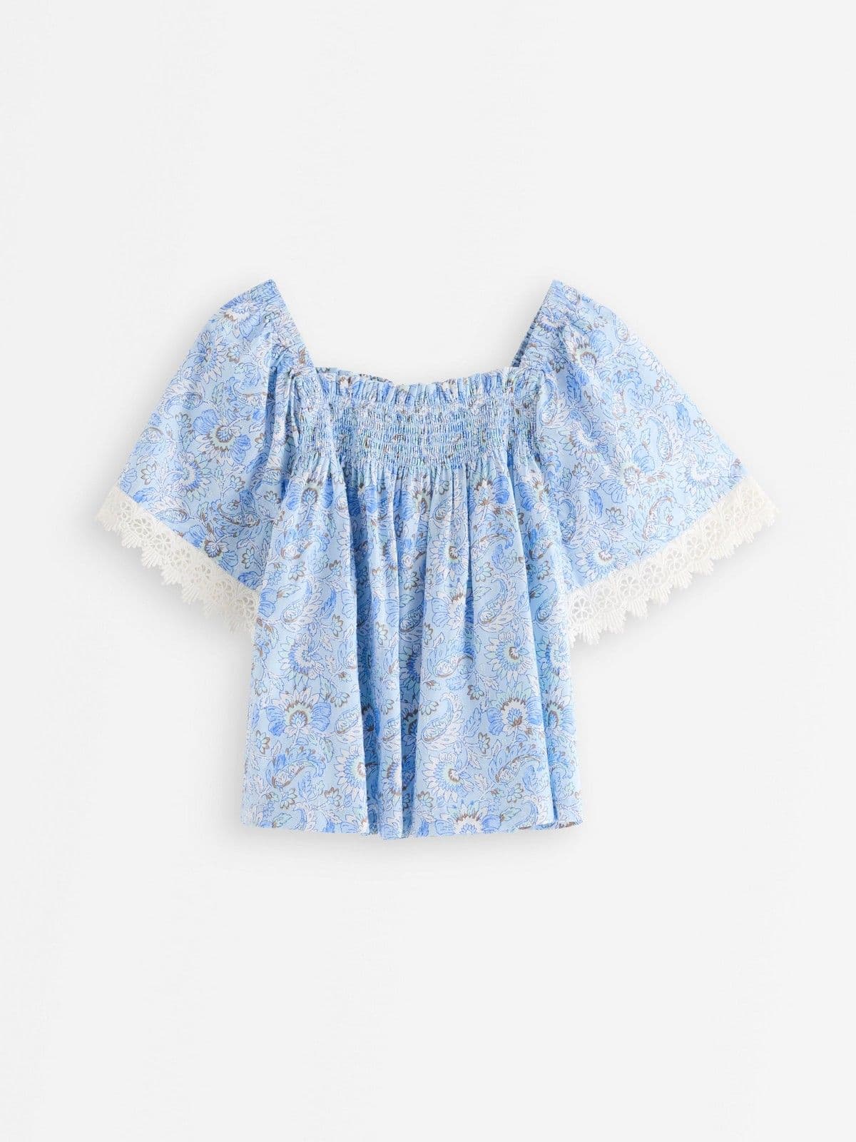 Blouse with smock Light Blue 1