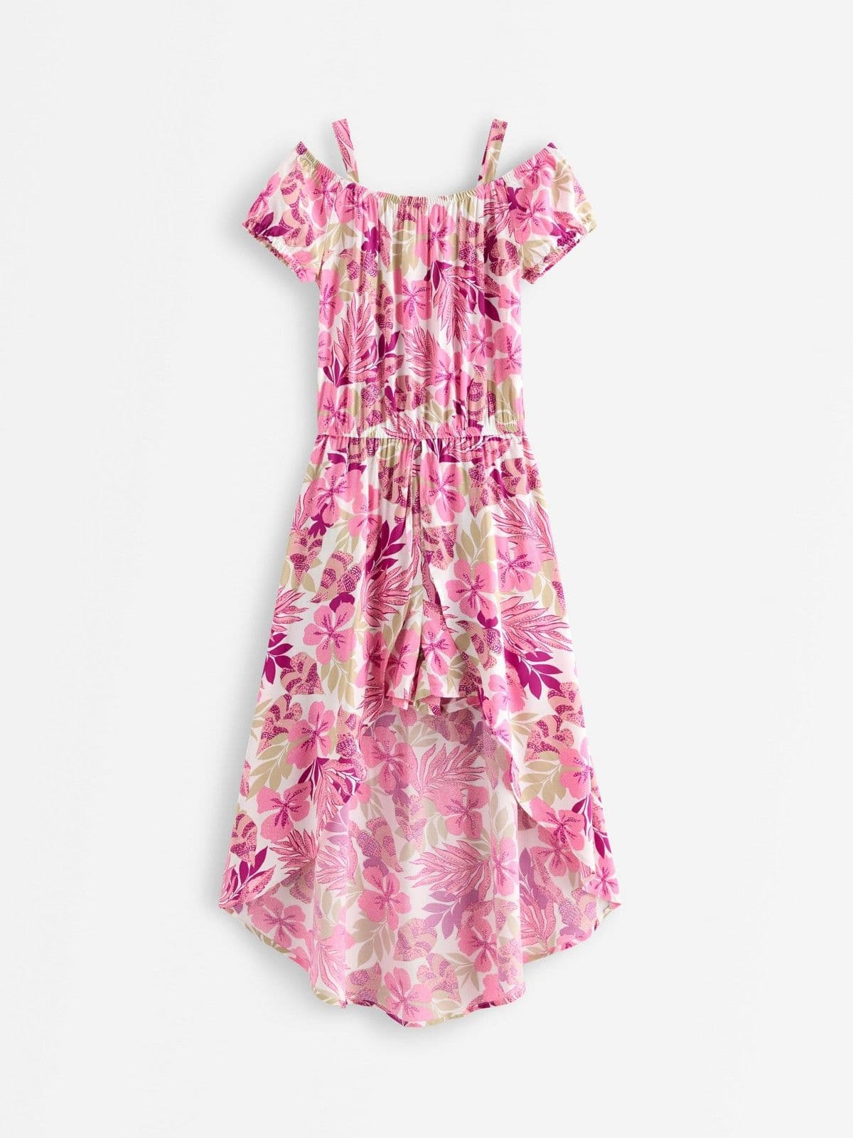 Off shoulder dress with high-low design Light Dusty White 1