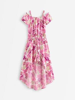 Off shoulder dress with high-low design