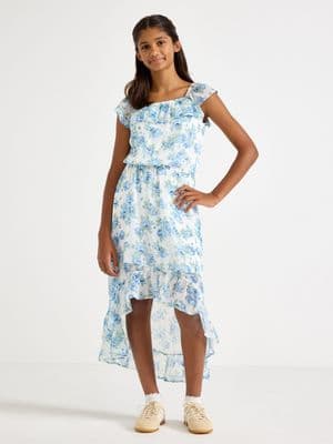 Dress with flounces